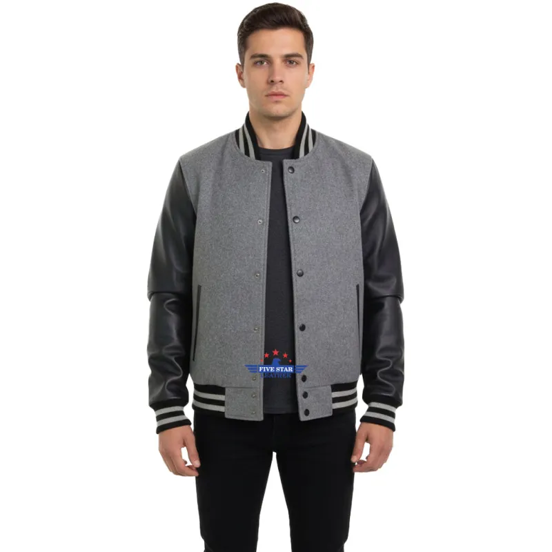 Varsity Baseball University Letterman College Wool body & Leather Sleeves Jacket sold by Five Star Leather