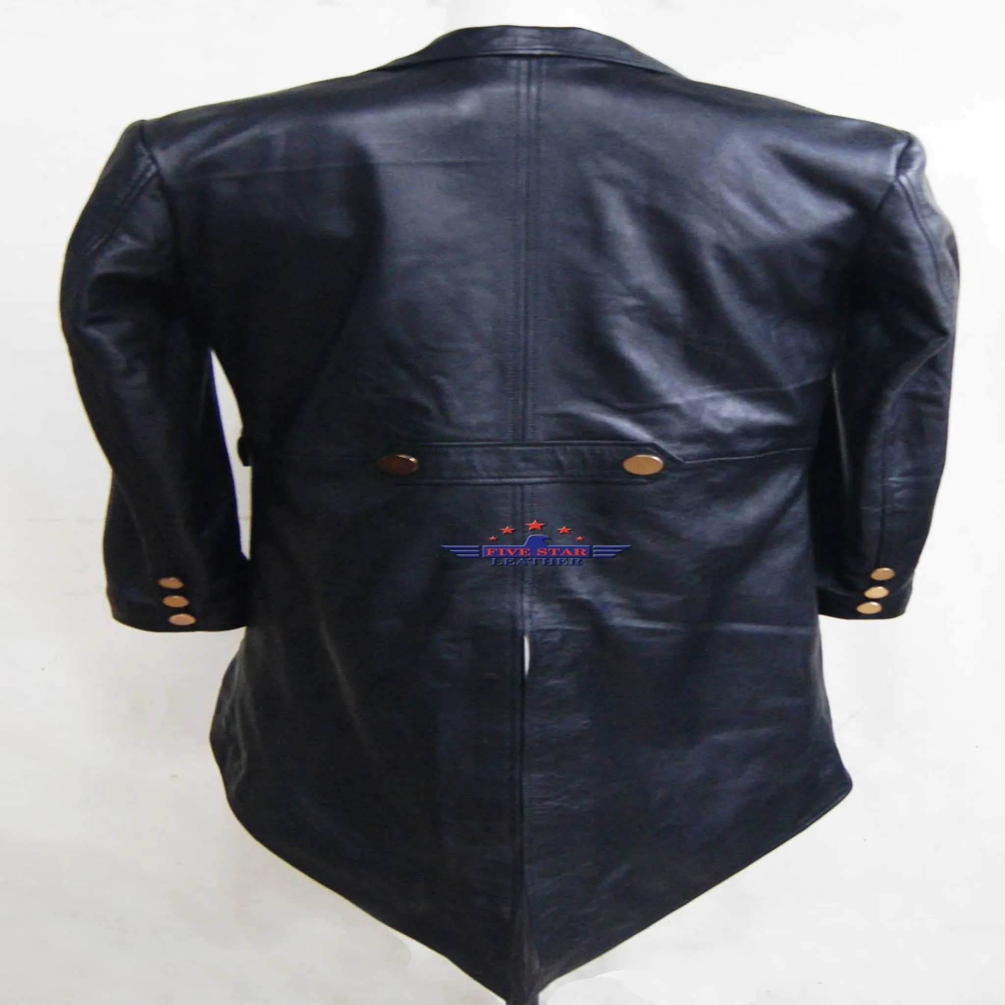 Men REAL SHEEP SKIN LEATHER Black TAILCOAT Steampunk Jacket Dress Coat GOTHIC sold by Five Star Leather product image thumbnail 3