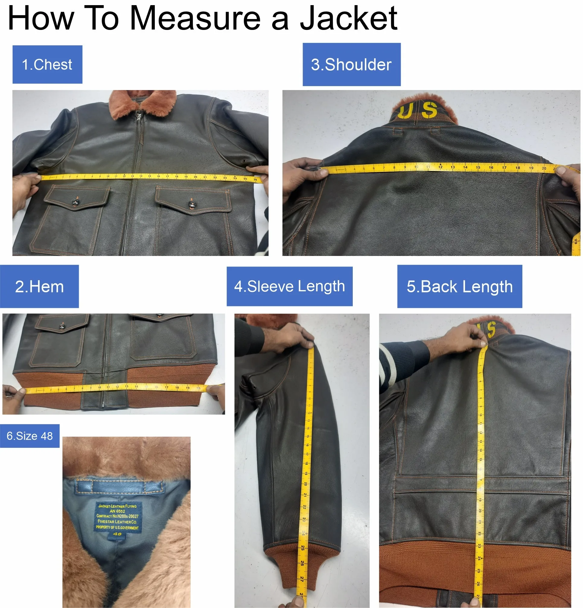 Men AN6552 Seal Brown Pilot Flying Jacket USN Fur Collar sold by Five Star Leather product image thumbnail 4