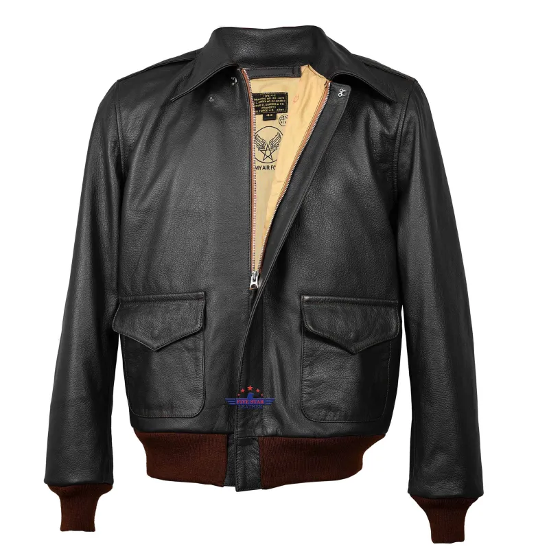 Men A2 Repro David D. Doniger Military Flight Real Goatskin Leather Jacket sold by Five Star Leather