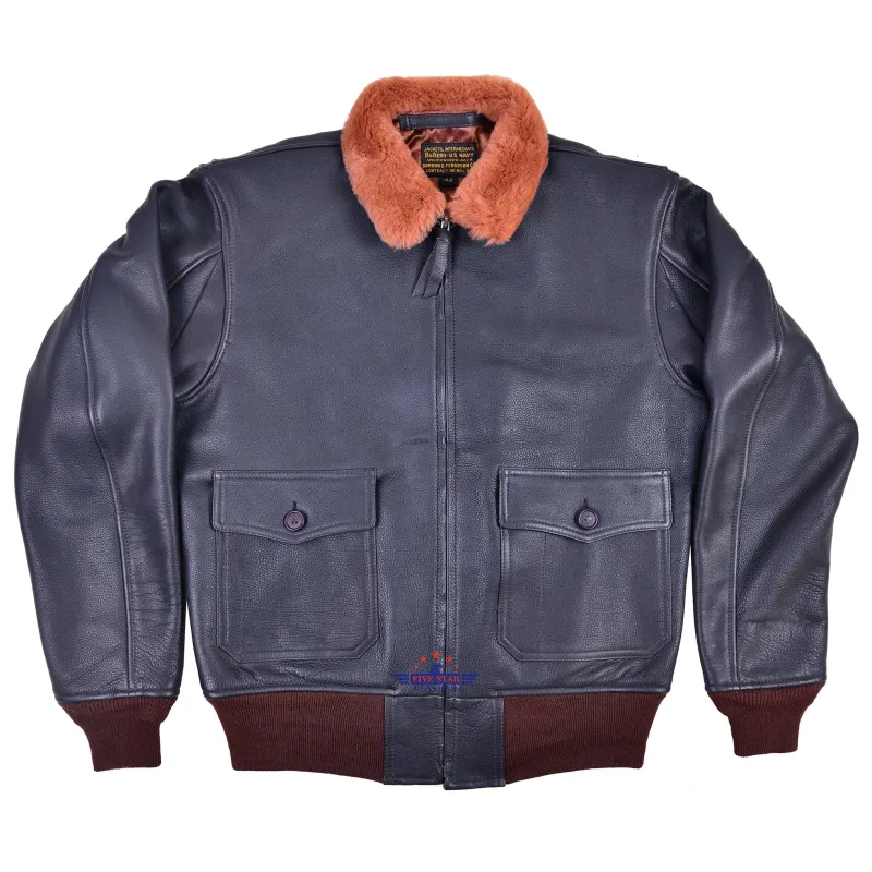 Men Repro G1 M422-A Pilot Flying Jacket USN Real Seal Brown Cowhide Leather Jacket sold by Five Star Leather