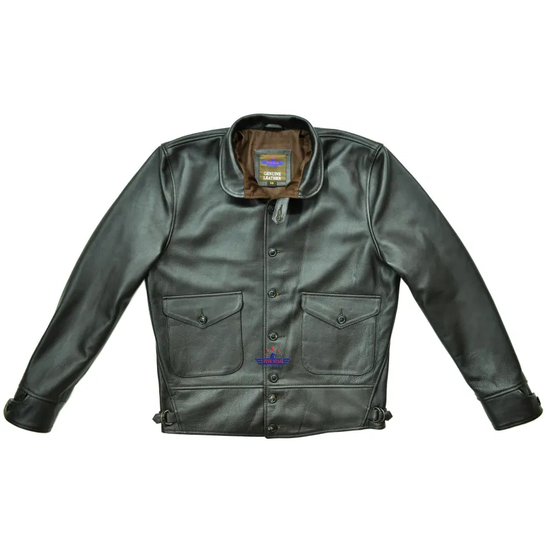 Men's Repro 1930's Vintage Cossack Real Seal Brown Cowhide Leather Jacket sold by Five Star Leather