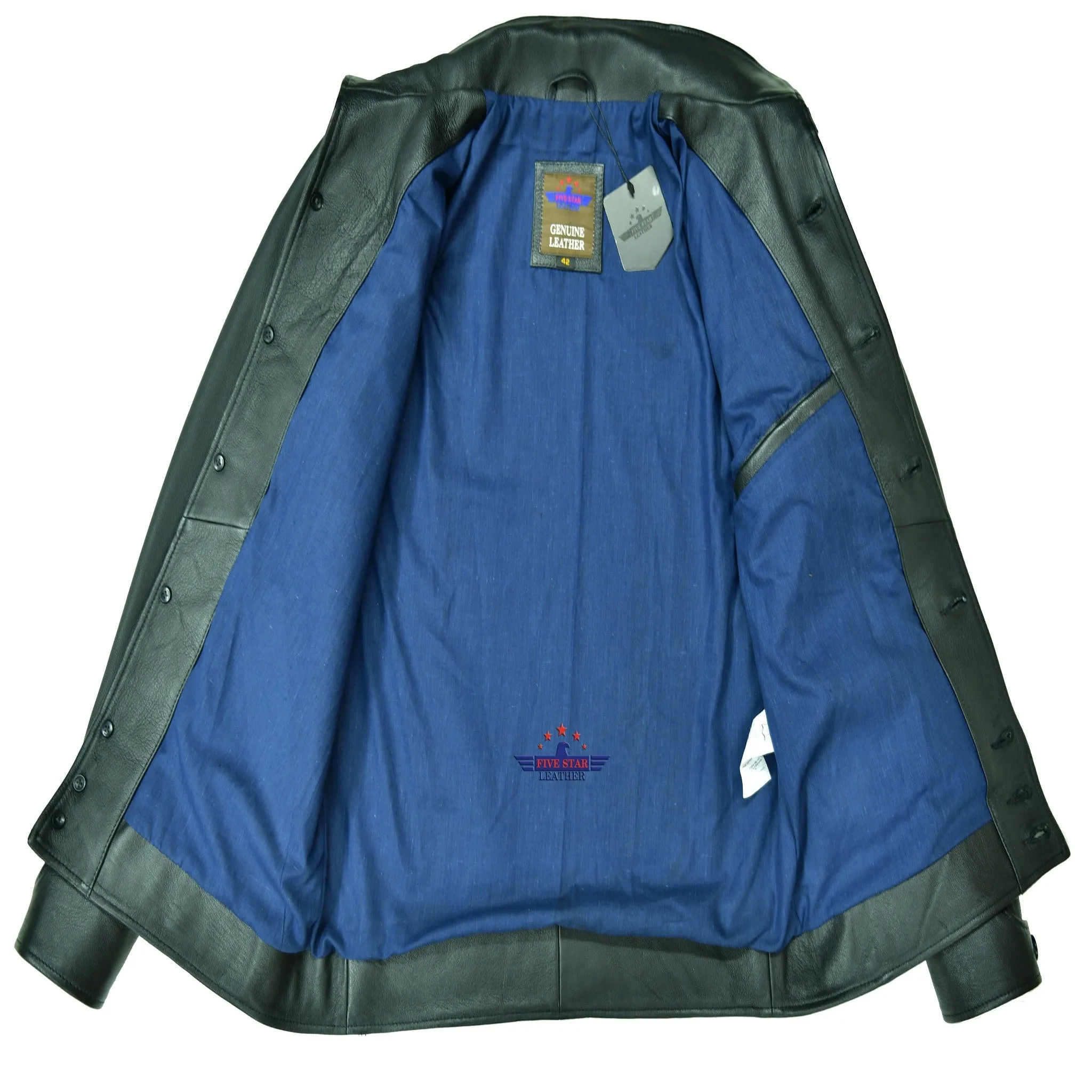 Men's Real Goatskin Brakeman Coat Jacket with Stand-Up Shawl Collar and Vintage Front Button sold by Five Star Leather product image thumbnail 4