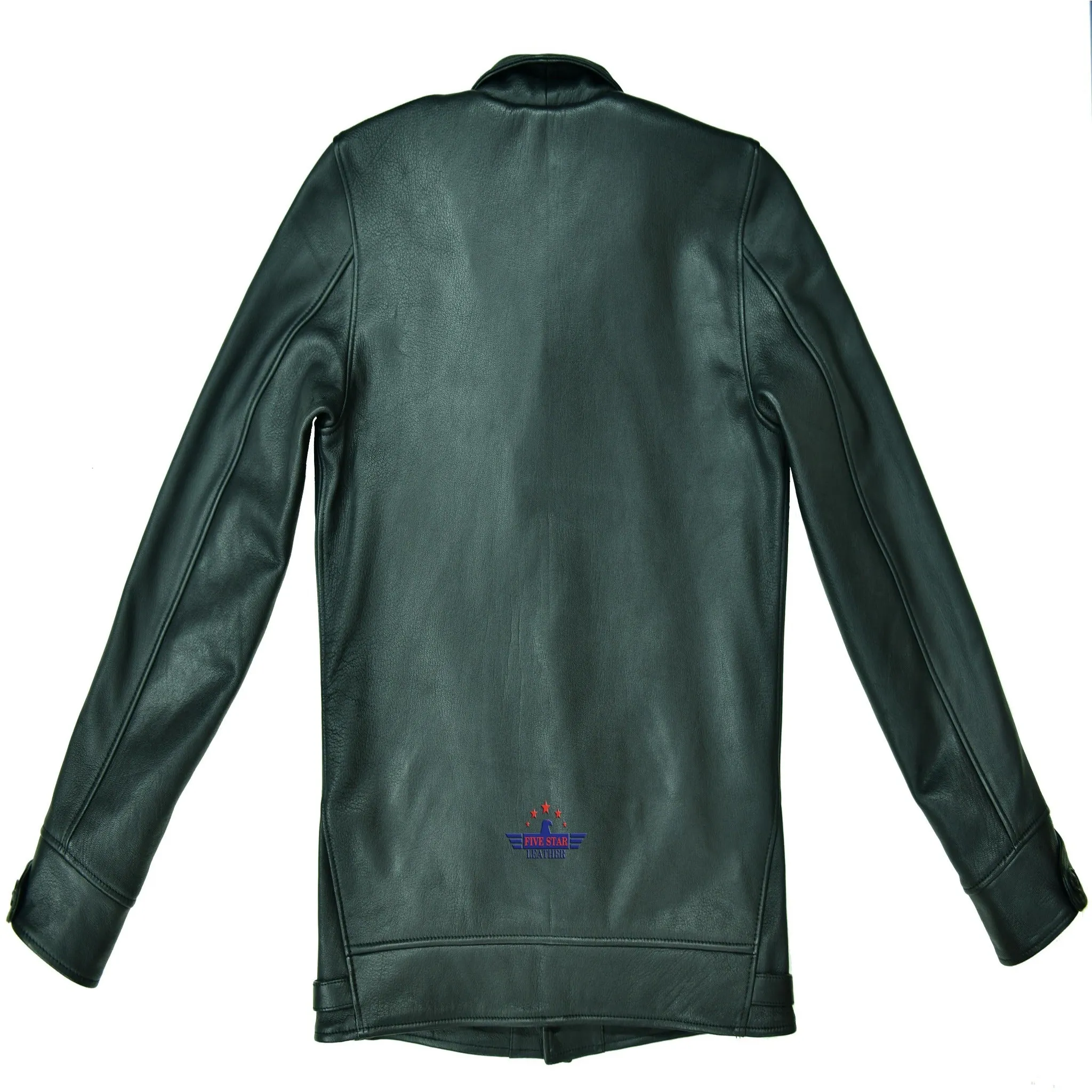 Men's Real Goatskin Brakeman Coat Jacket with Stand-Up Shawl Collar and Vintage Front Button sold by Five Star Leather product image thumbnail 2