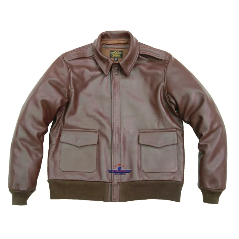 MEN'S TYPE A2 BRONCO MILITARY FLIGHT REAL GOATSKIN LEATHER JACKET sold by Five Star Leather