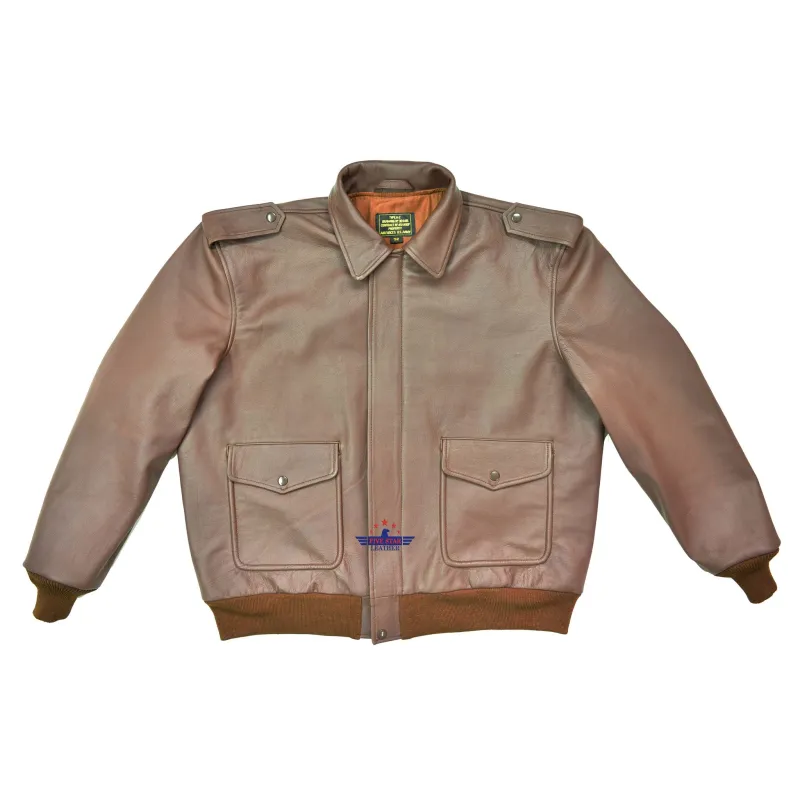Men's Vintage A2 Sergeant "Oddball" Real Goatskin Leather Jacket Russet Brown sold by Five Star Leather