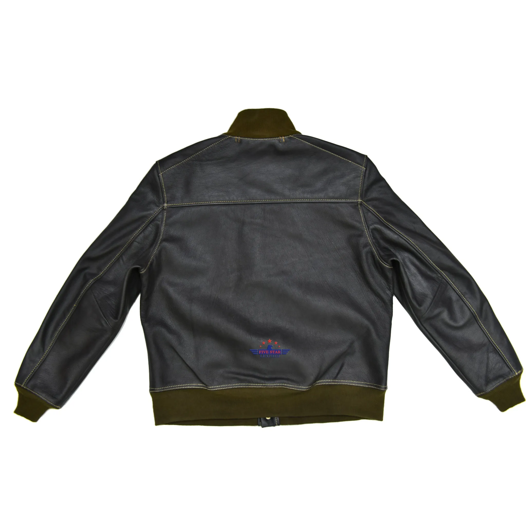 Men Real Goat Seal Brown Leather Air Force A-1 Jacket Pilot Flying sold by Five Star Leather product image thumbnail 2
