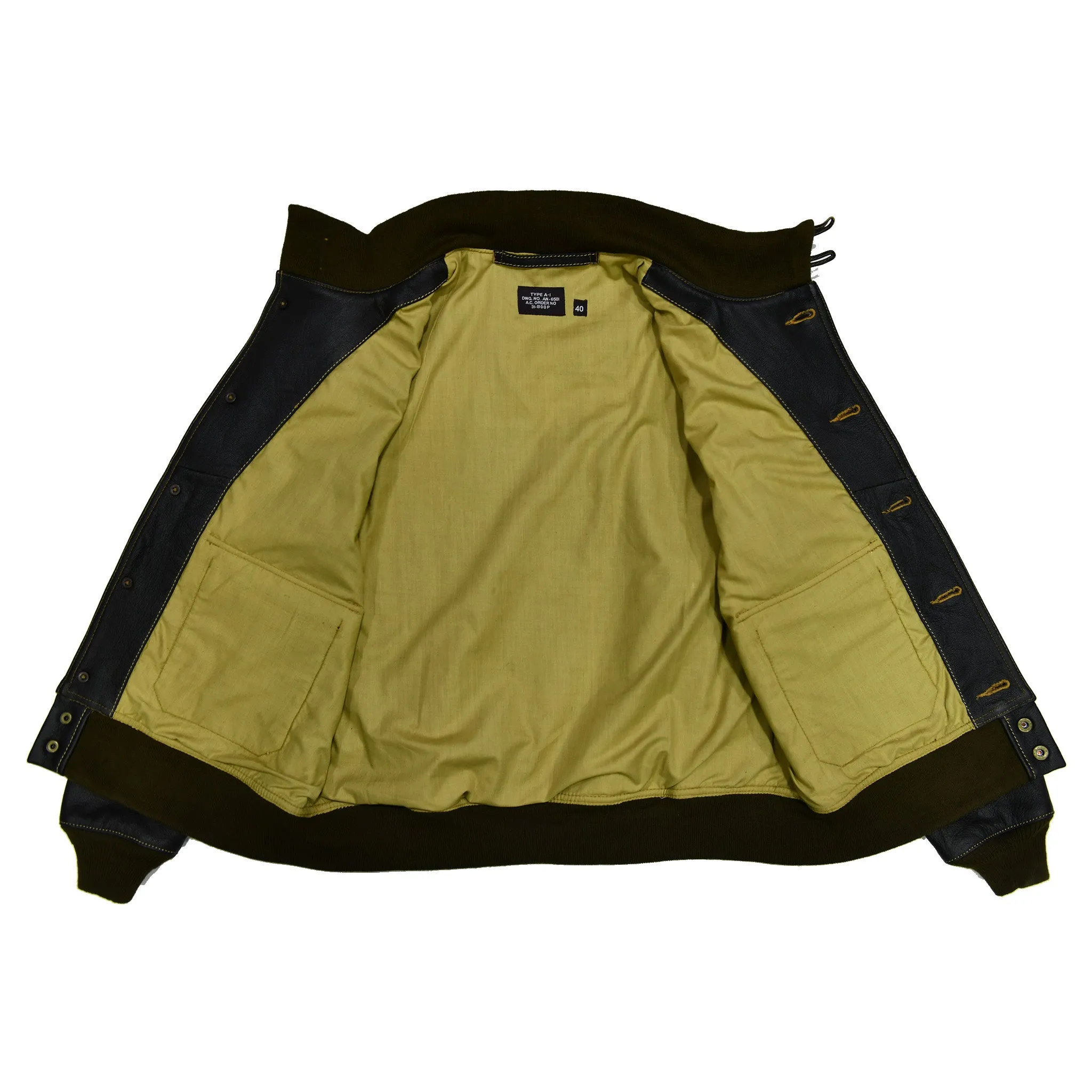 Men Real Goat Seal Brown Leather Air Force A-1 Jacket Pilot Flying sold by Five Star Leather product image thumbnail 3