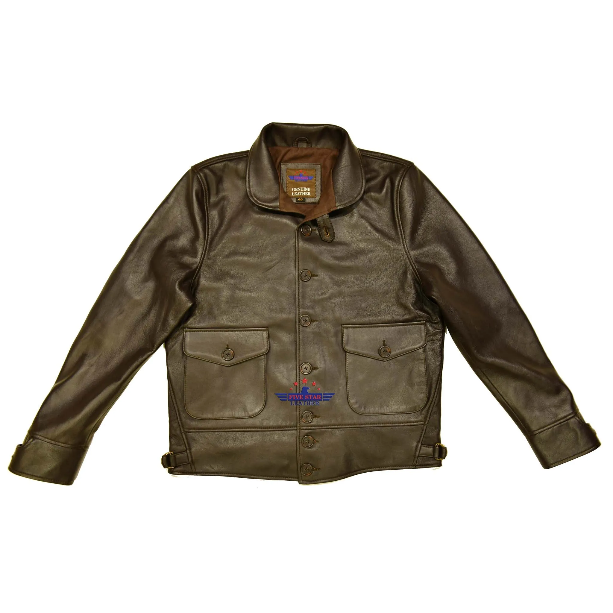 Men's Repro 1930's Vintage Cossack Real Goatskin Leather Jacket sold by Five Star Leather