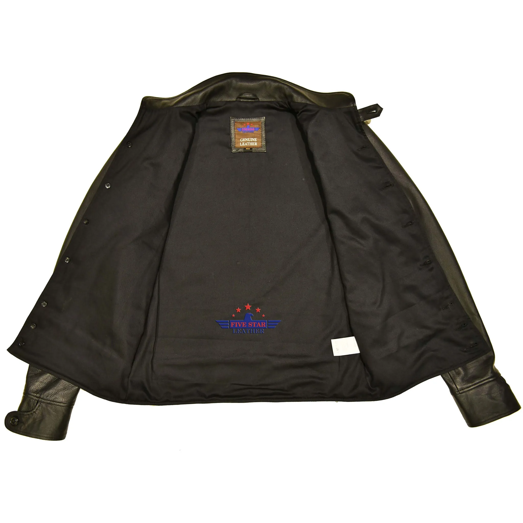 Men's Repro 1930's Vintage Cossack Real Black Steerhide Leather Jacket sold by Five Star Leather product image thumbnail 4