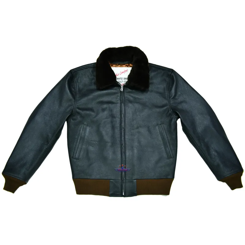 Men Real Goatskin Leather Jacket Seal Brown Wind Breaker sold by Five Star Leather