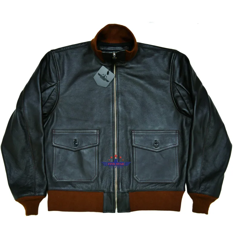 Men's Vintage Amelia Earhart Aviatrix Military Flight Pilot Real Steer Hide Seal Brown Leather Jacket sold by Five Star Leather