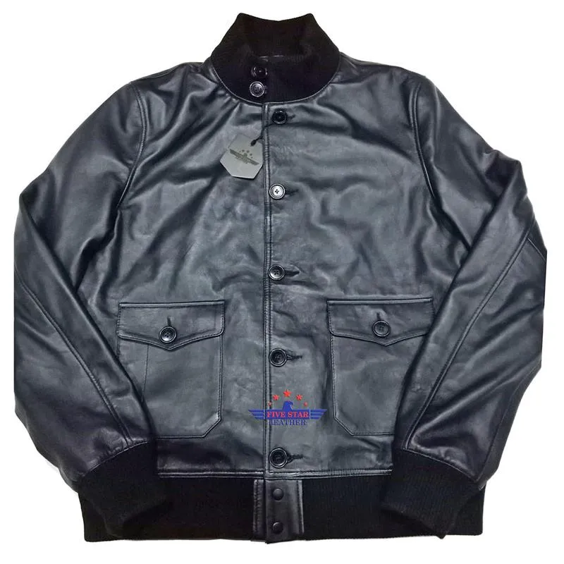 Men Capeskin Leather Air Force A-1 Jacket Pilot Flying Aviator Black sold by Five Star Leather