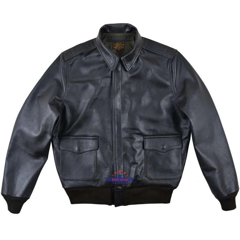 Men's Vintage A2 Repro Bronco Military Flight Real Horsehide Leather Jacket sold by Five Star Leather