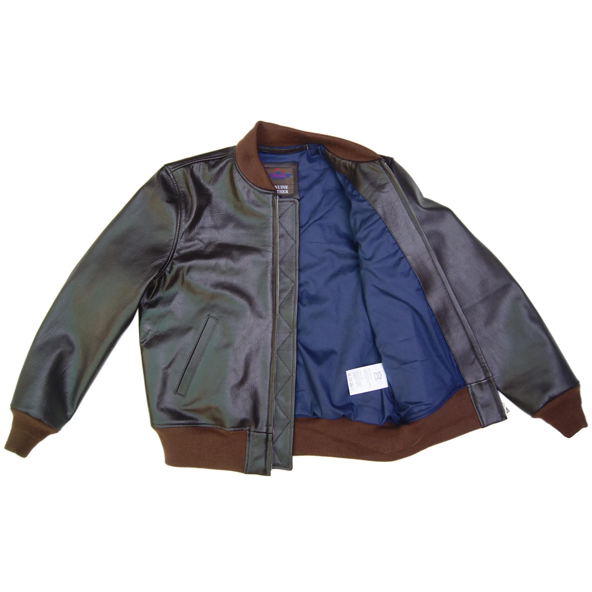 Men Wind Breaker Real Goatskin Seal Brown Leather Jacket Vintage Repro sold by Five Star Leather product image thumbnail 4