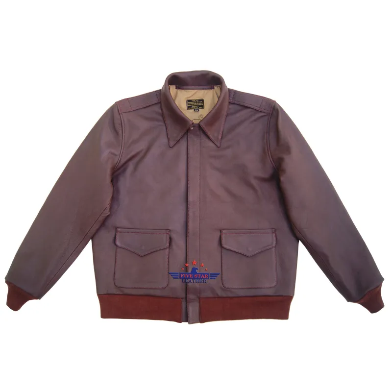 Men A2 Repro David D. Doniger Type Military Flight Real Goatskin Redish Brown Leather Jacket sold by Five Star Leather