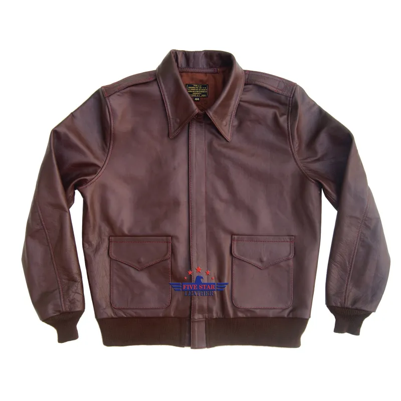 Men A2 Repro David D. Doniger Military Flight Real Horsehide Russet Brown Leather Jacket sold by Five Star Leather