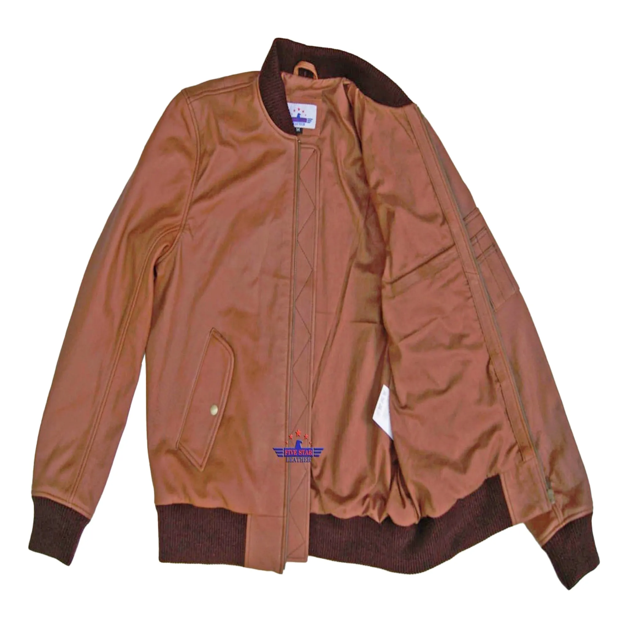MA-1 Army Pilot Bomber Military Real Goat Leather Men Jacket Tan sold by Five Star Leather product image thumbnail 5