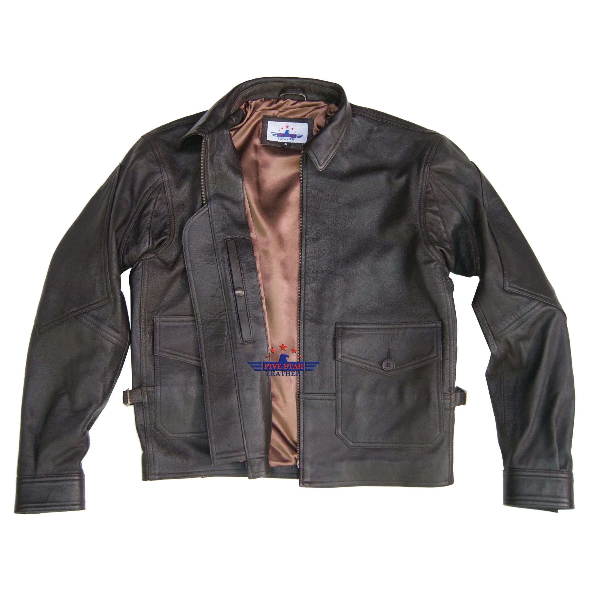 Mens Real Leather G8 Navy Aviation Wing Force Military Naval Armed Flying Jacket sold by Five Star Leather product image thumbnail 4