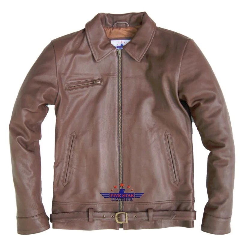 Pilot Bomber Air Force Luftwaffe Real Leather Flying Aviation Belted Jacket sold by Five Star Leather