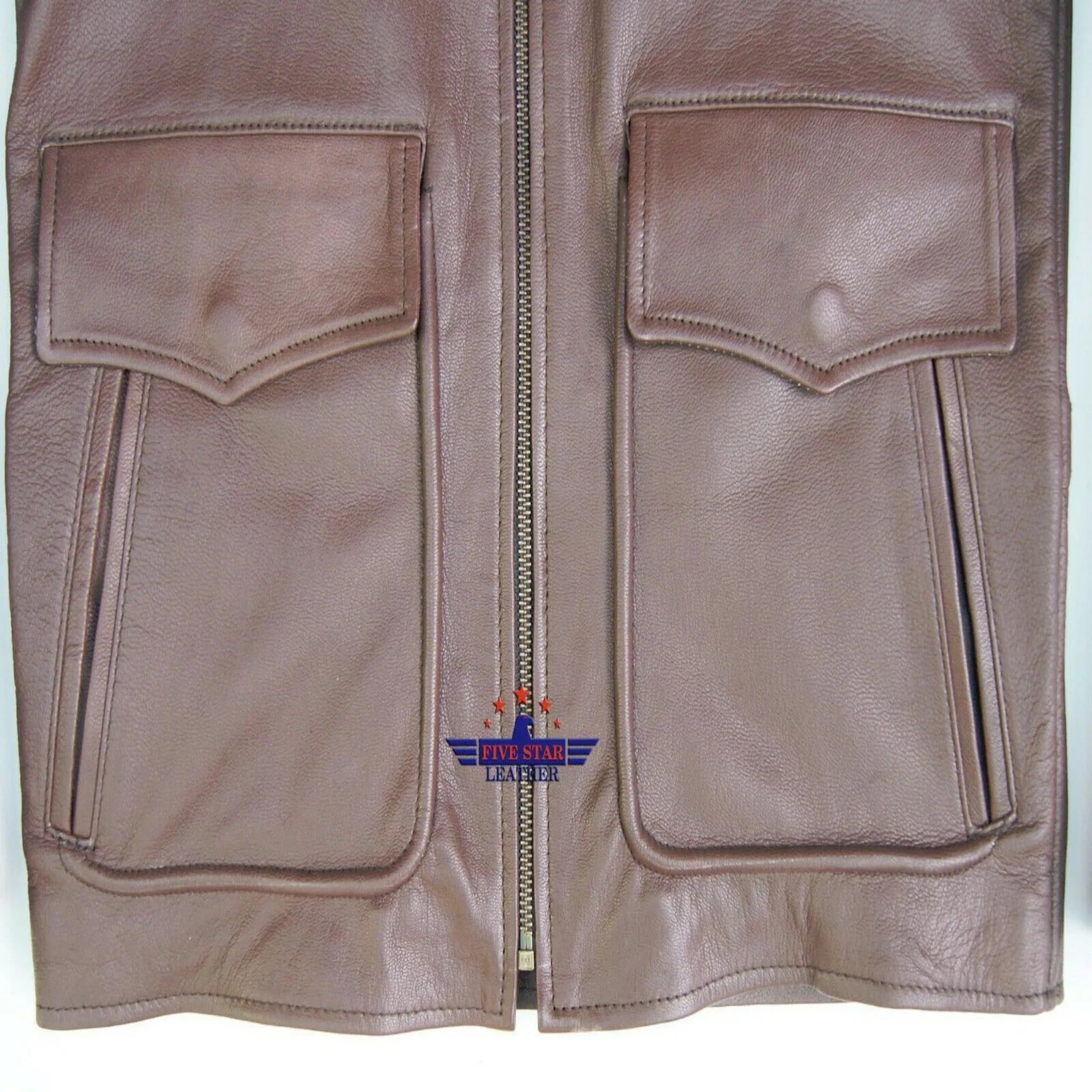 Pilot Bomber Air Force Luftwaffe Real Leather Aviation Jacket Mouton Fur Collar sold by Five Star Leather product image thumbnail 5