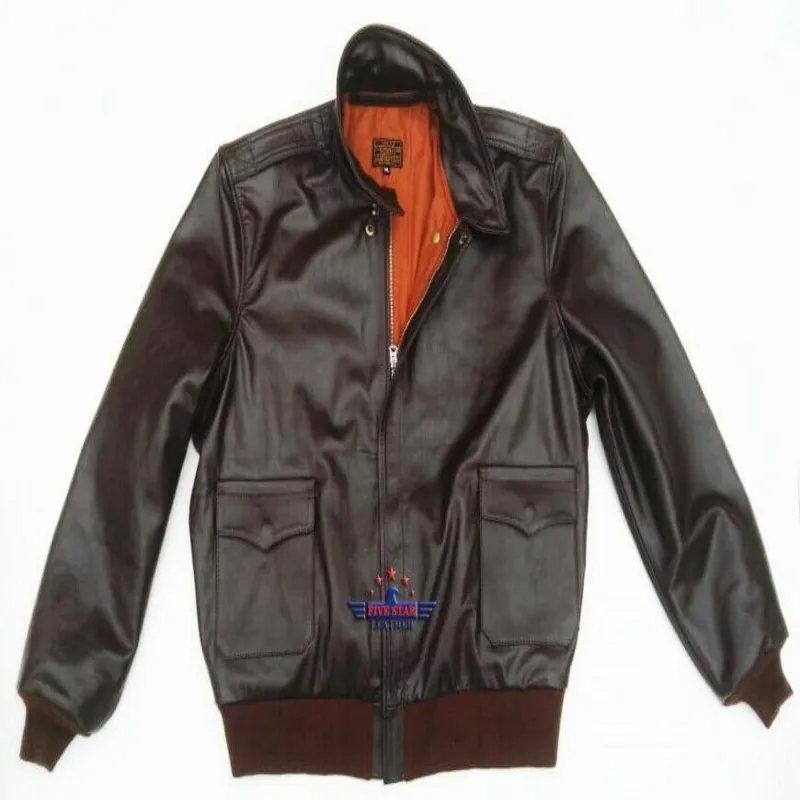 Men Type A2 Repro Military Bronco Real Horse Hide Leather Jacket WWII Air force sold by Five Star Leather
