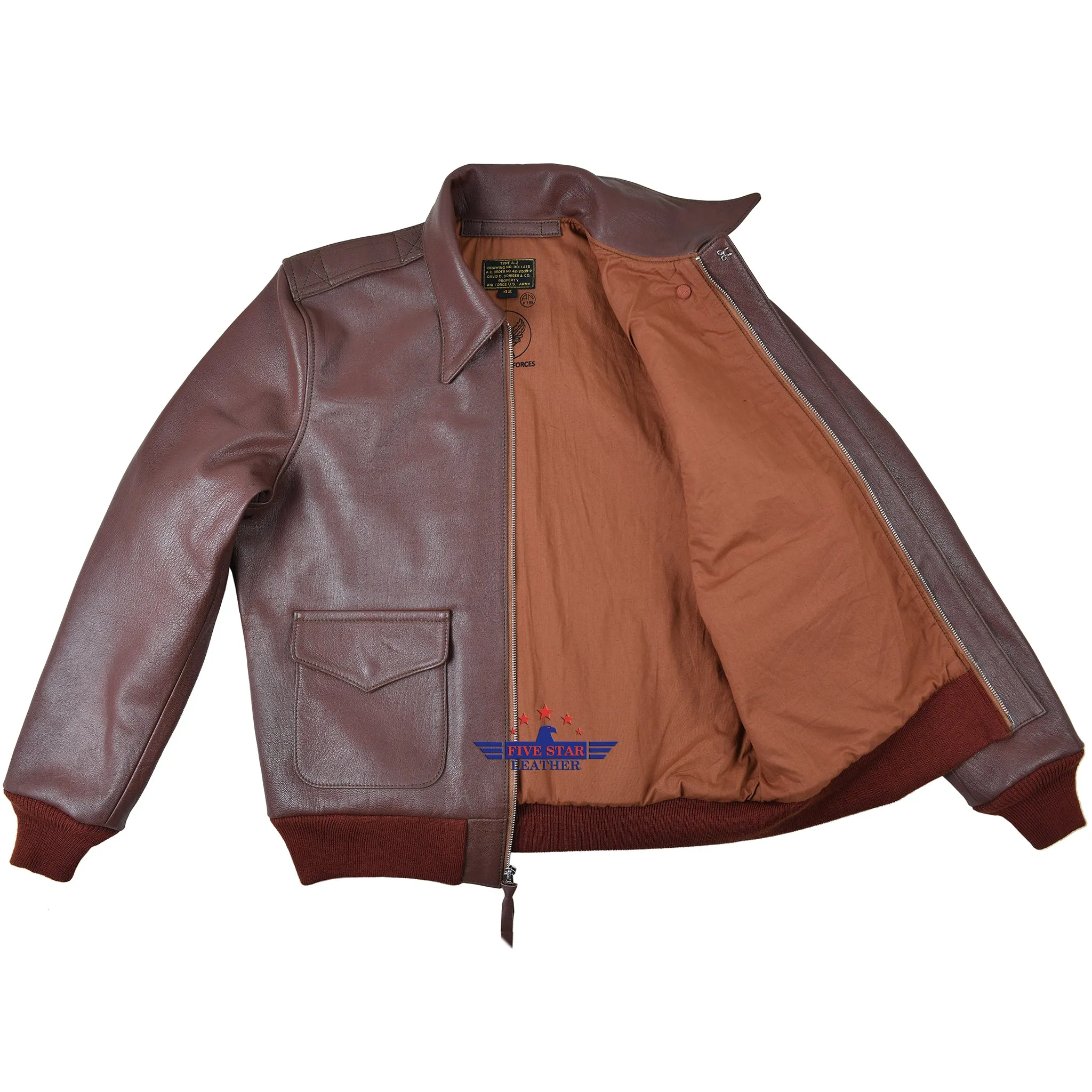 Men A2 Repro David D. Doniger Type Military Flight Real Goatskin Leather Jacket sold by Five Star Leather product image thumbnail 5