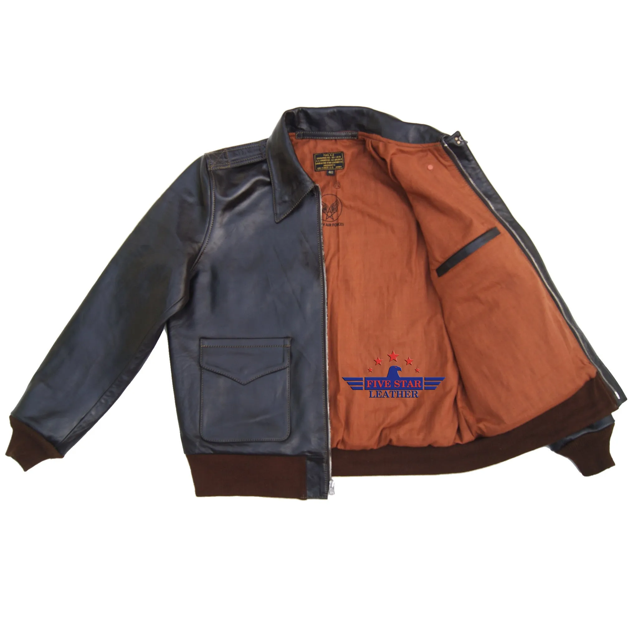 Men A2 Repro David D. Doniger Type Military Flight Real Horsehide Leather Jacket sold by Five Star Leather product image thumbnail 4