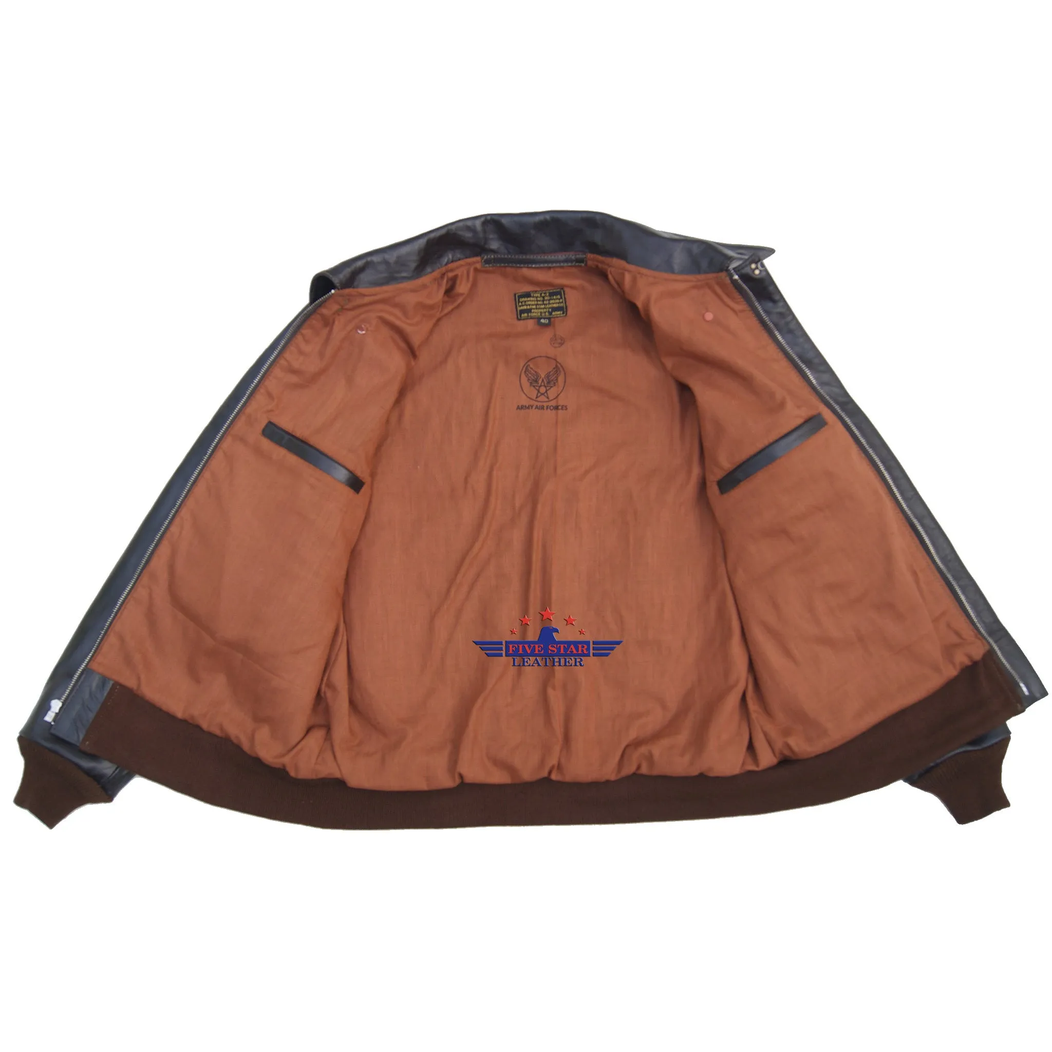 Men A2 Repro David D. Doniger Type Military Flight Real Horsehide Leather Jacket sold by Five Star Leather product image thumbnail 3