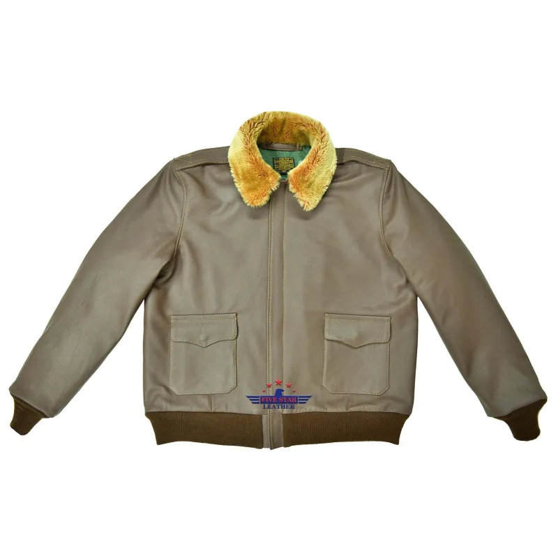 Winterized Type A2 Repro Military Flight Jacket Real Goatskin Leather Russet Brown sold by Five Star Leather