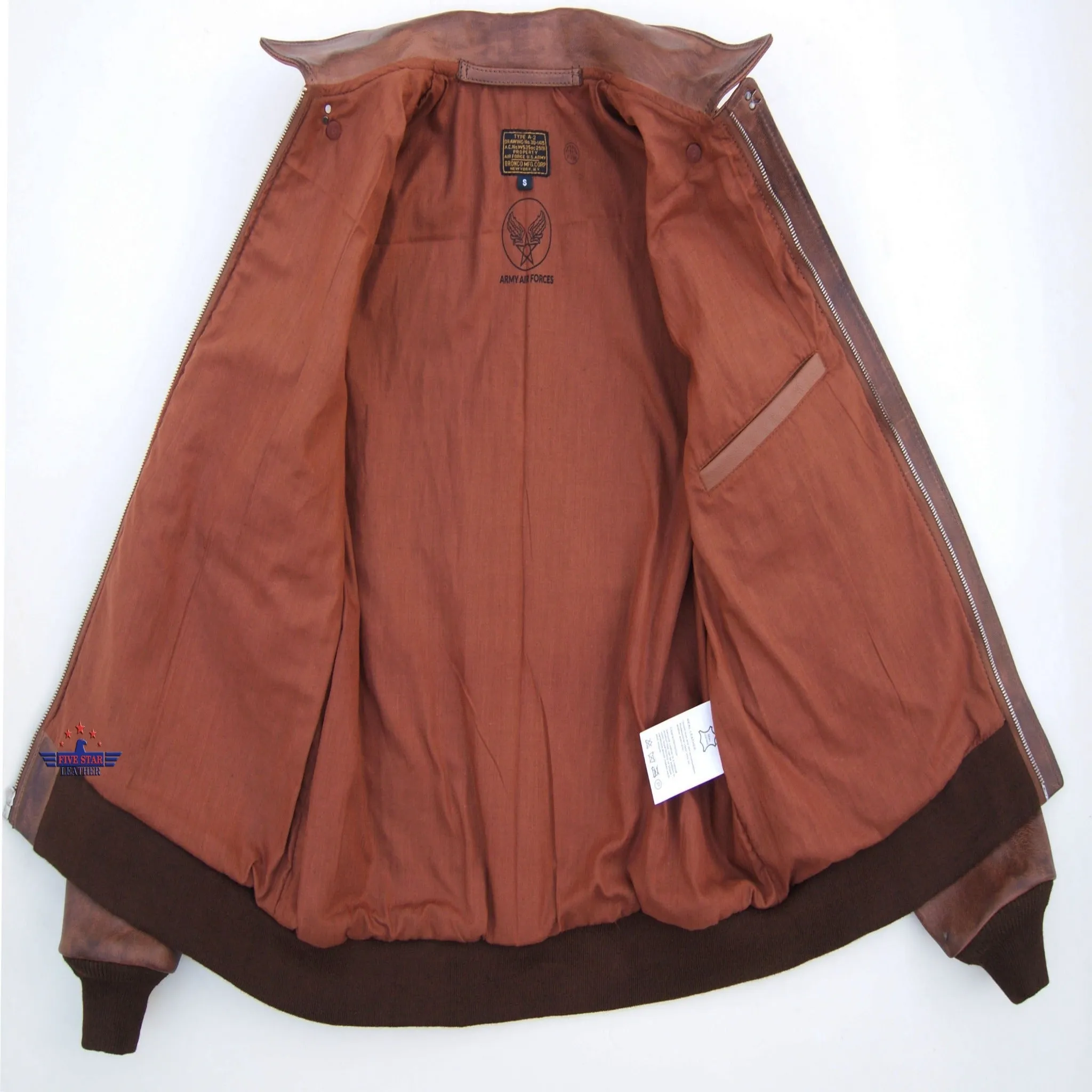 Men Distressed Type A2 Repro Military Flight Jacket Real Goatskin Leather Conic sold by Five Star Leather product image thumbnail 4