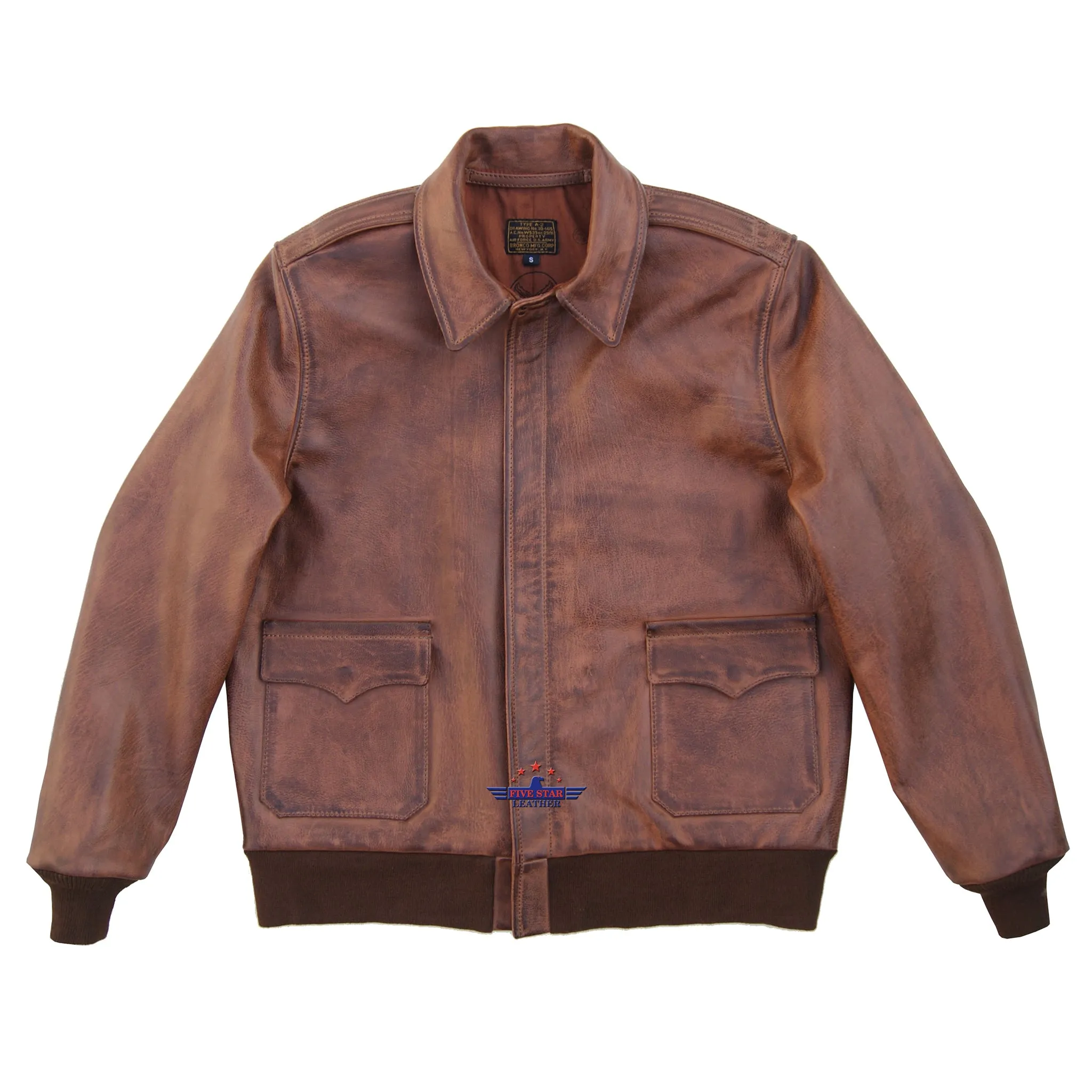 Men Distressed Type A2 Repro Military Flight Jacket Real Goatskin Leather Conic sold by Five Star Leather