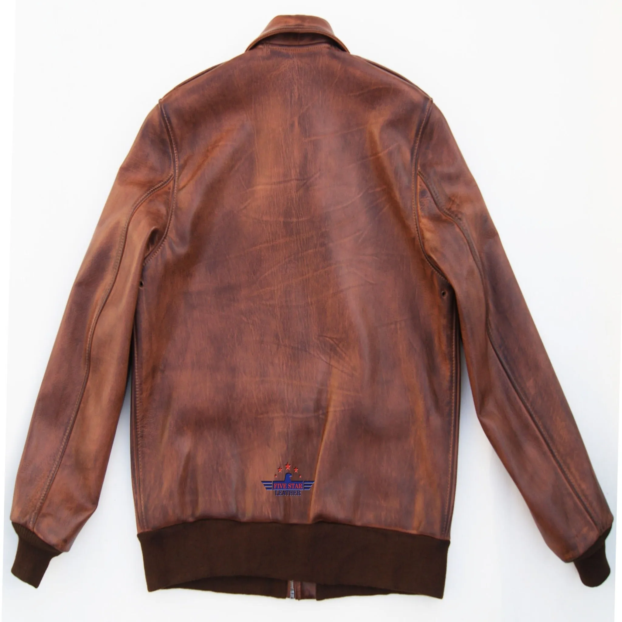 Men Distressed Type A2 Repro Military Flight Jacket Real Goatskin Leather Conic sold by Five Star Leather product image thumbnail 5