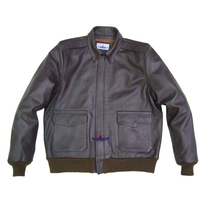 Men Type A2 Repro Military Flight Jacket Real Goatskin thick leather Seal Brown sold by Five Star Leather