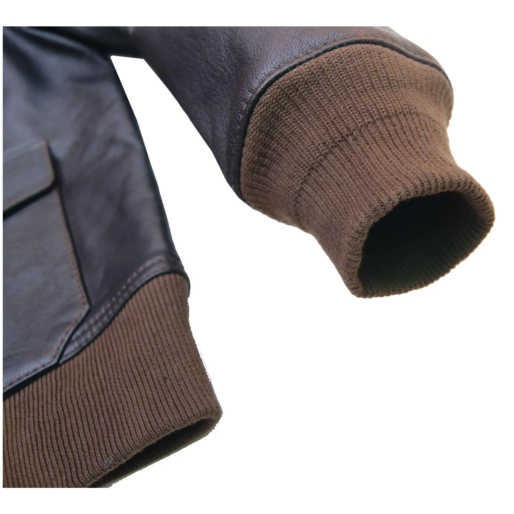 Men Real Goatskin Leather Seal Brown Air Force Repro A-1 Field Jacket Pilot Flying Aviator sold by Five Star Leather product image thumbnail 5