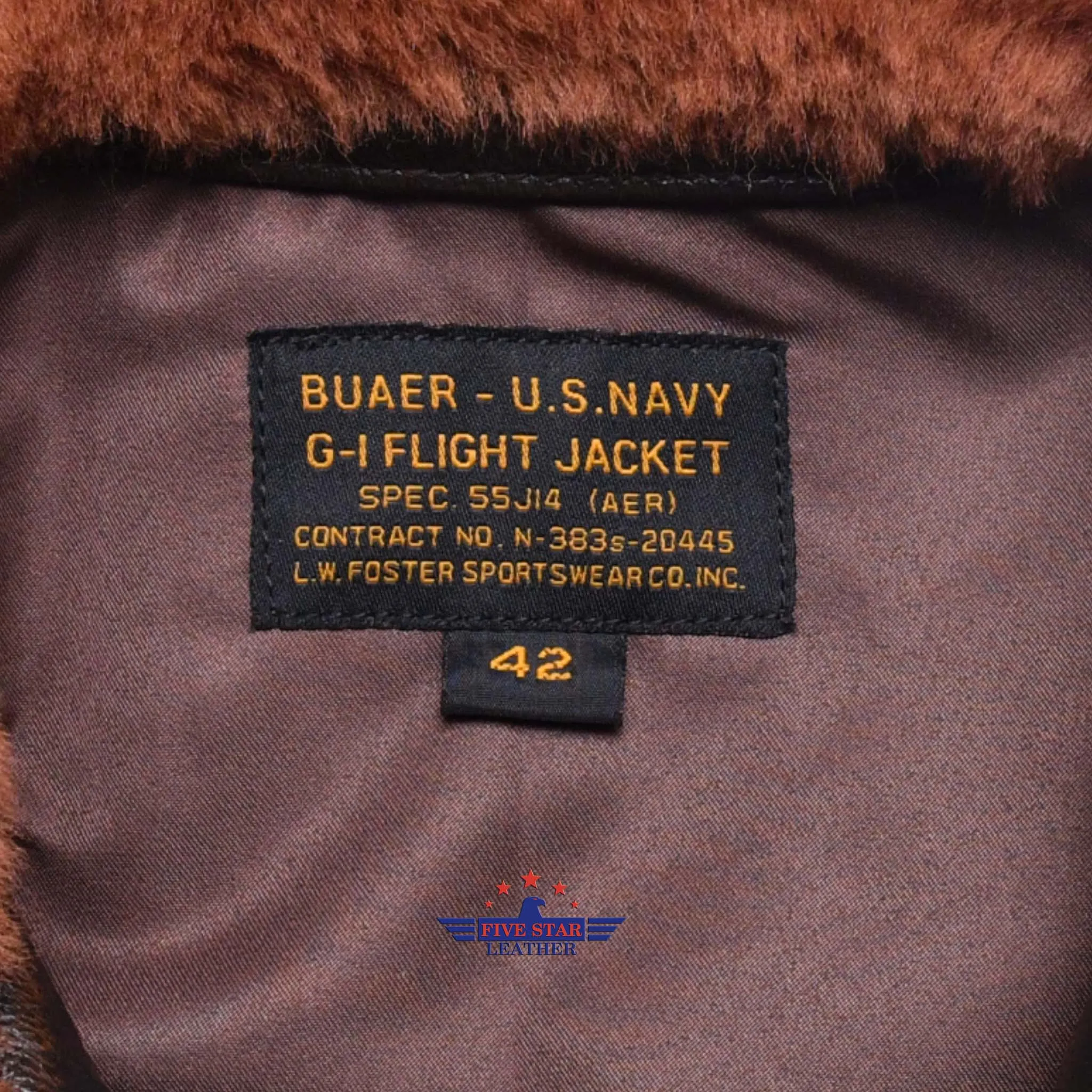 Fivestar Leather Flight G1 Bomber Naval Flying Men Jacket USN Goatskin Leather Distressed sold by Five Star Leather product image thumbnail 5