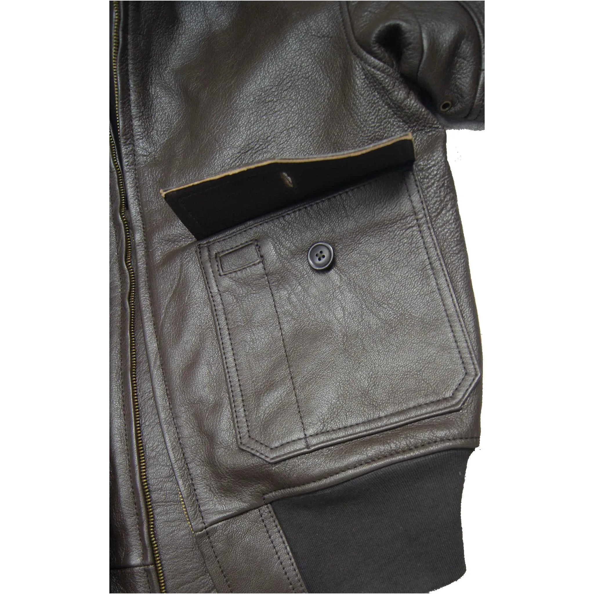 Flight G1 55J14 Bomber Naval Flying Men Jacket USN Seal Brown Goatskin Leather sold by Five Star Leather product image thumbnail 4