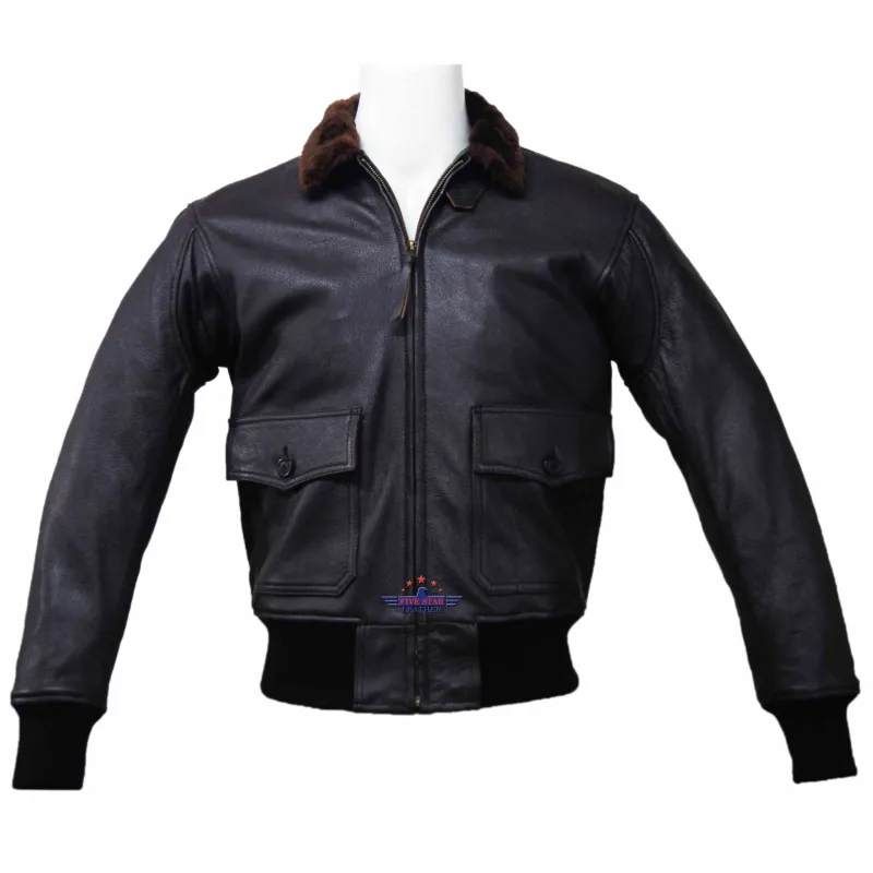 Flight G1 55J14 Bomber Naval Flying Men Jacket USN Seal Brown Goatskin Leather sold by Five Star Leather