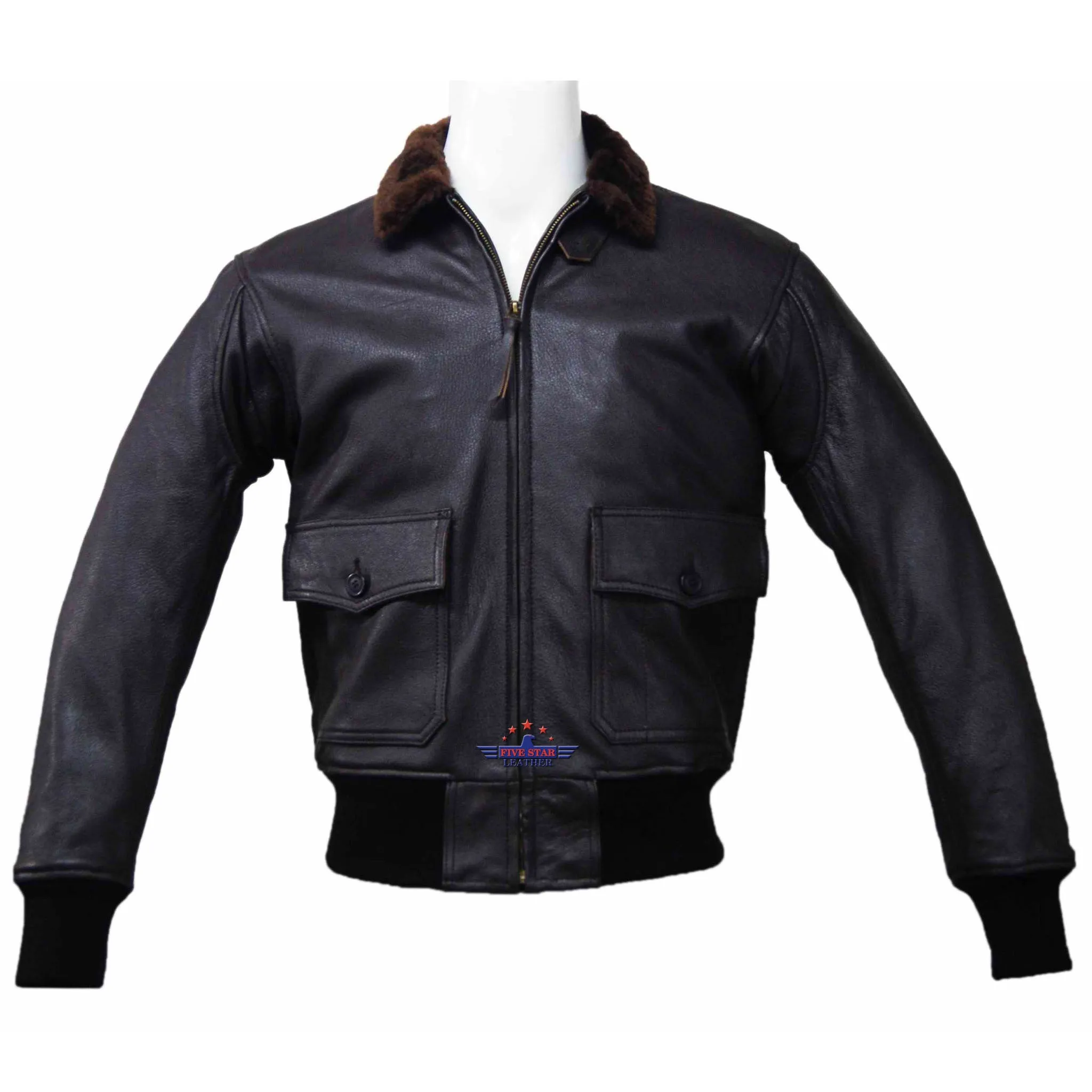 Flight G1 55J14 Bomber Naval Flying Men Jacket USN Seal Brown Goatskin Leather sold by Five Star Leather