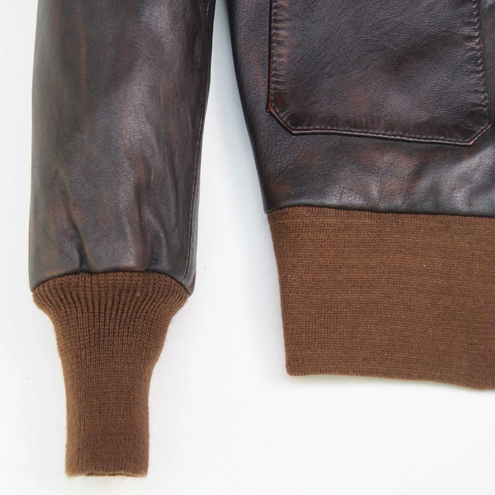 Men Type A-2 Repro Real Leather Brown Aviator flying Pilot Jacket Distressed sold by Five Star Leather product image thumbnail 3