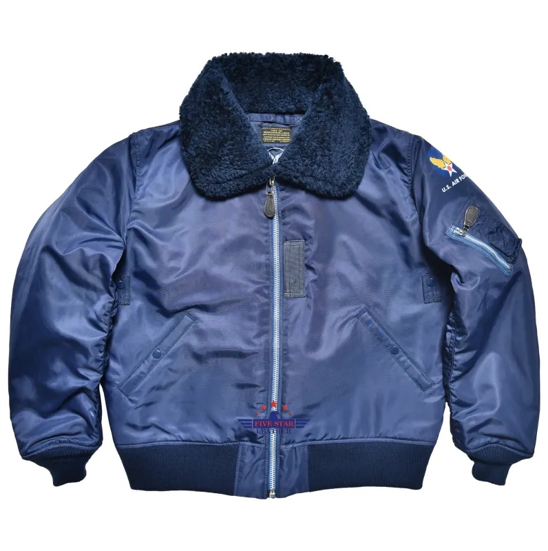FiveStar Leather USAF B-15D Flying Jacket Blue Fur Shearling Collar sold by Five Star Leather