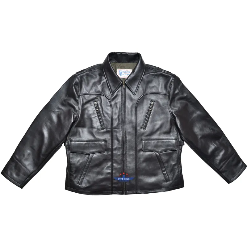 FiveStar Leather 1940s Half Belt Sports Workwear Jacket Capeskin Seal Brown made by Five Star Leather