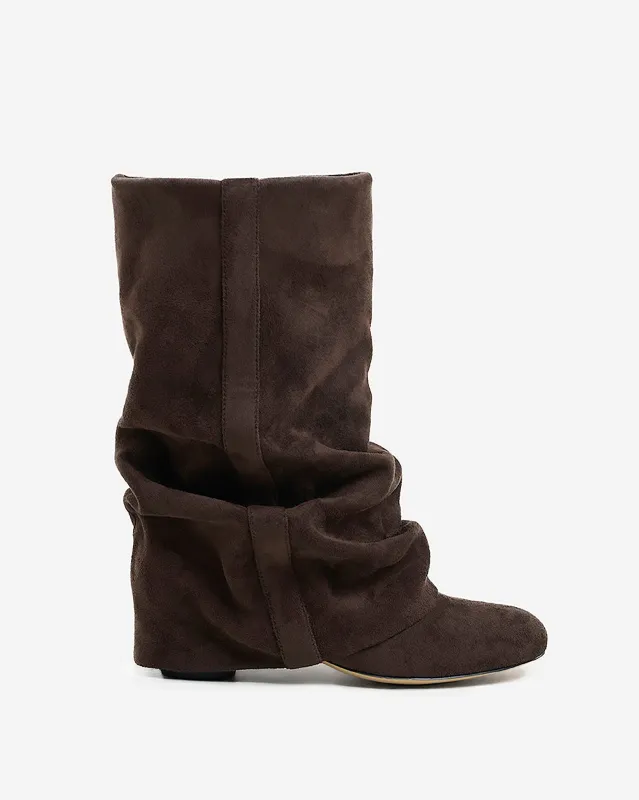 Emilia Slouchy Suede Boots - Dark Chocolate sold by Eyisa