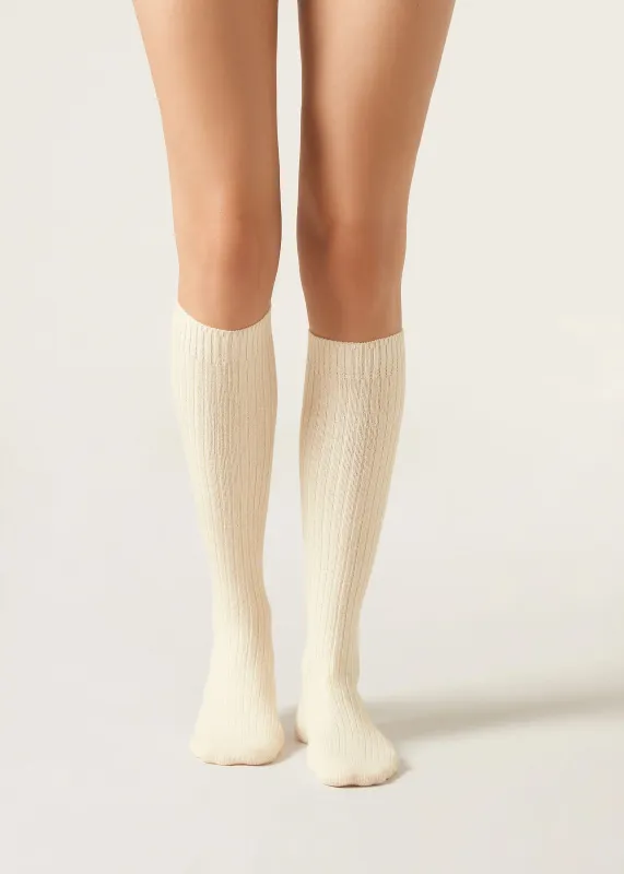 Ribbed High-Knee Wool Socks sold by Eyisa