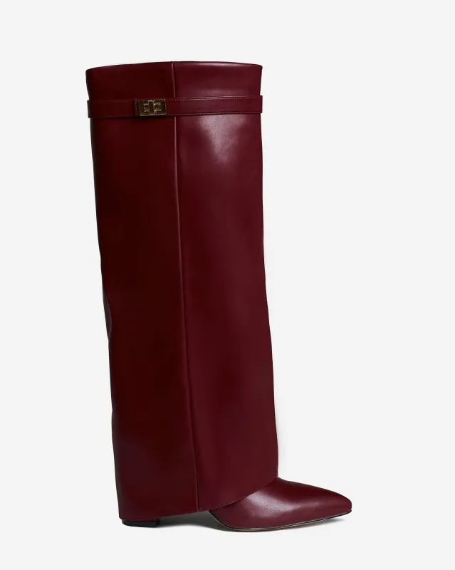 Lavista Leather knee high boots - Burgundy sold by Eyisa