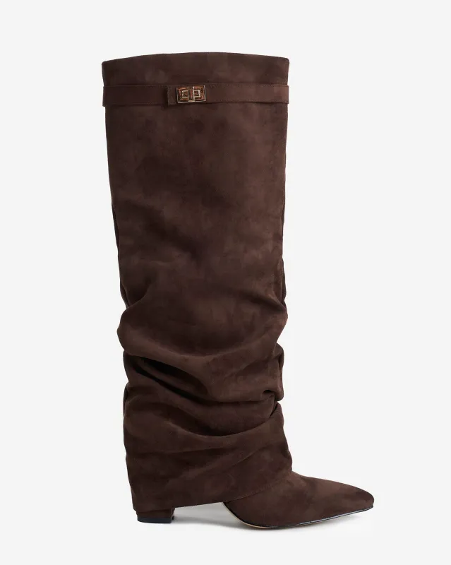 Lavista Slouchy Suede knee high boots - Brown sold by Eyisa