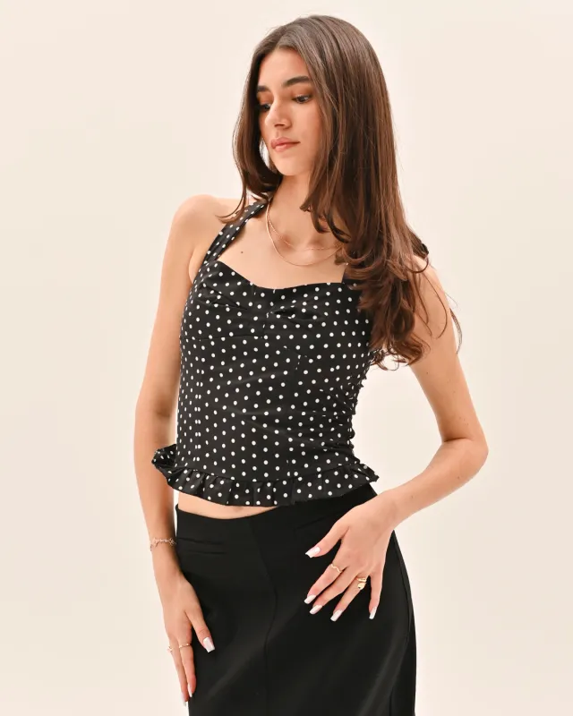 Athena Polka Dot Top - Black sold by Eyisa