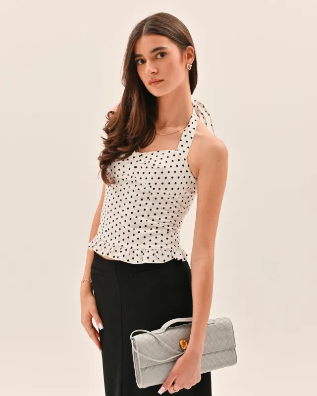 Athena Polka Dot Top - White sold by Eyisa