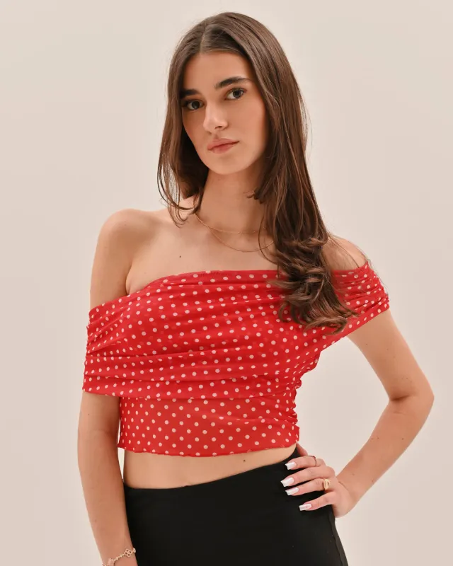Allura Polka Dot Top - Red sold by Eyisa
