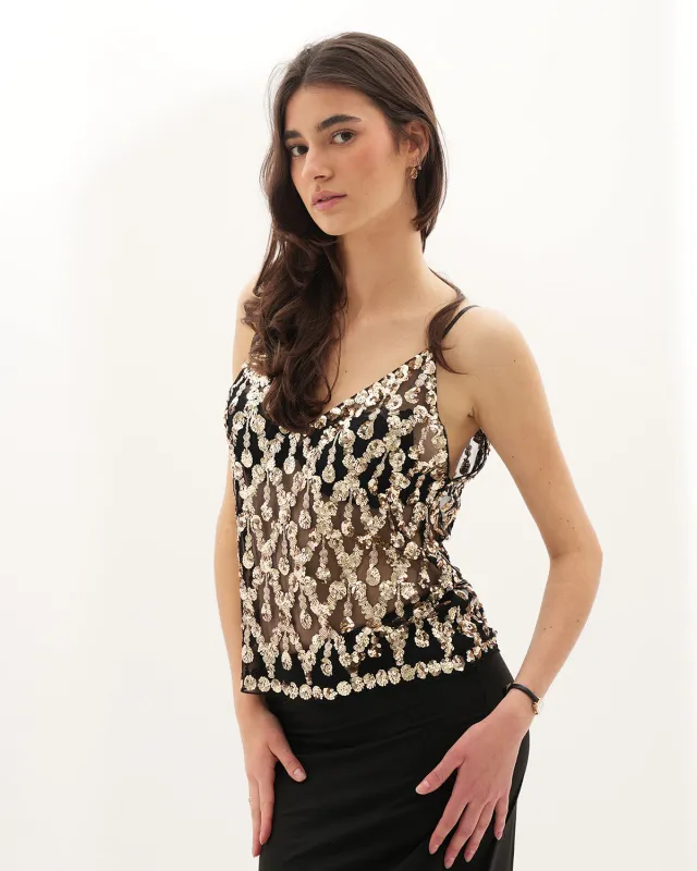 Lola Embellished Top - Gold sold by Eyisa